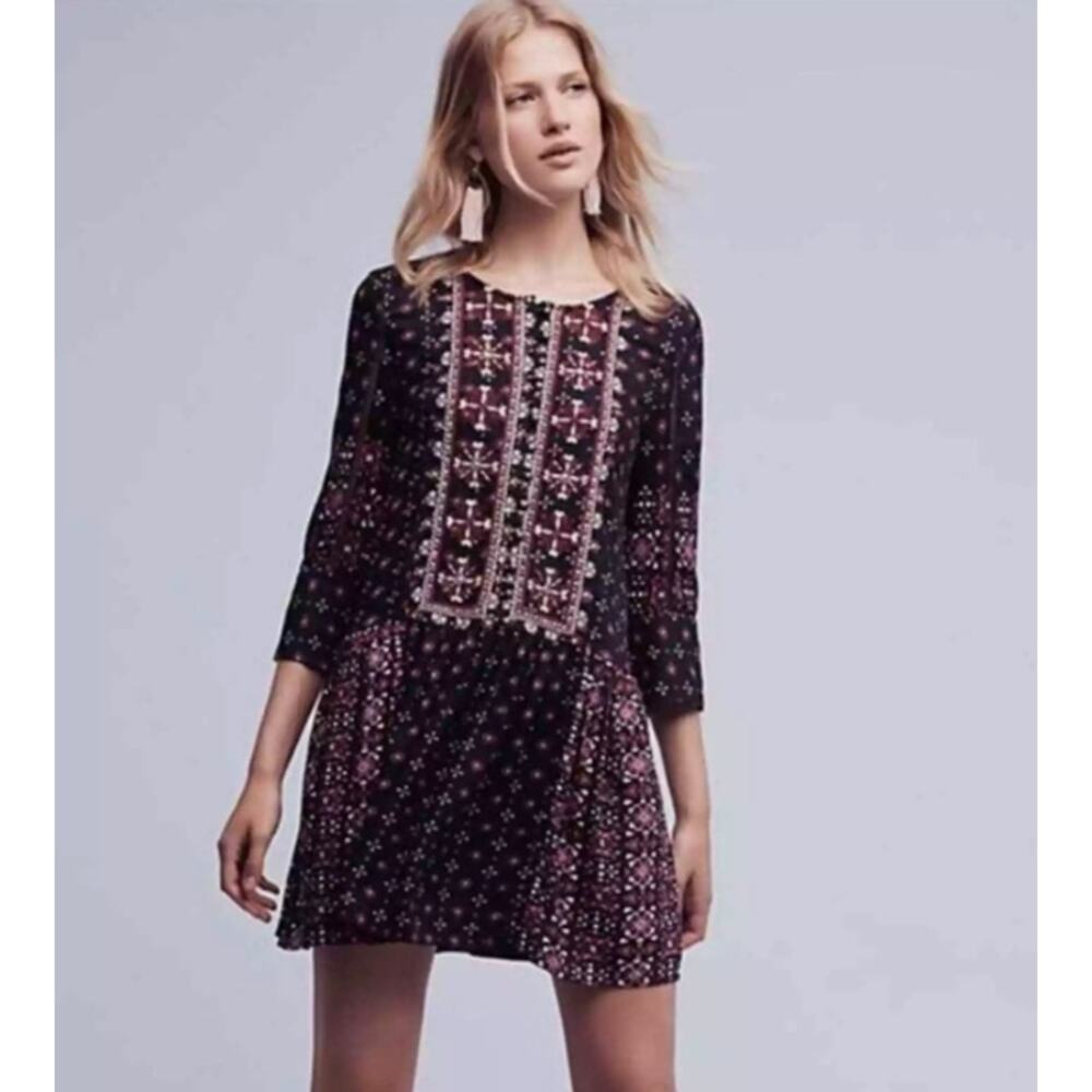 Anthropologie Vanessa Virginia Kaleidoscope Mini‎ Dress Long X-Small Boho Tunic